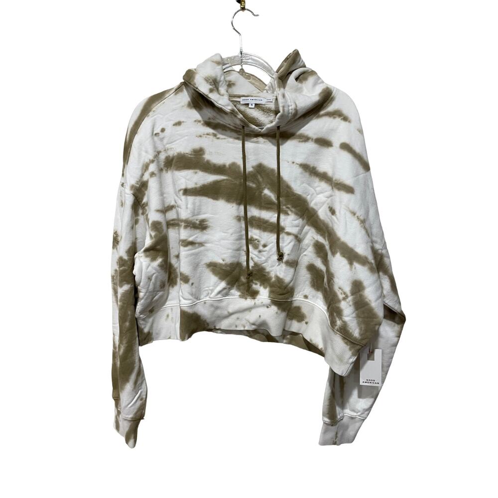 GOOD AMERICAN Cool Crop Hoodie In Putty Tie Dye Size XXL - Picture 7 of 9